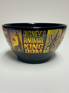 Disney Animal Kingdom Black Bowl with Yellow & Orange Design Tree of Life